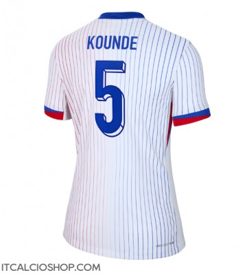 Francia Jules Kounde #5 Seconda Maglia Femmina Europei 2024 Manica Corta